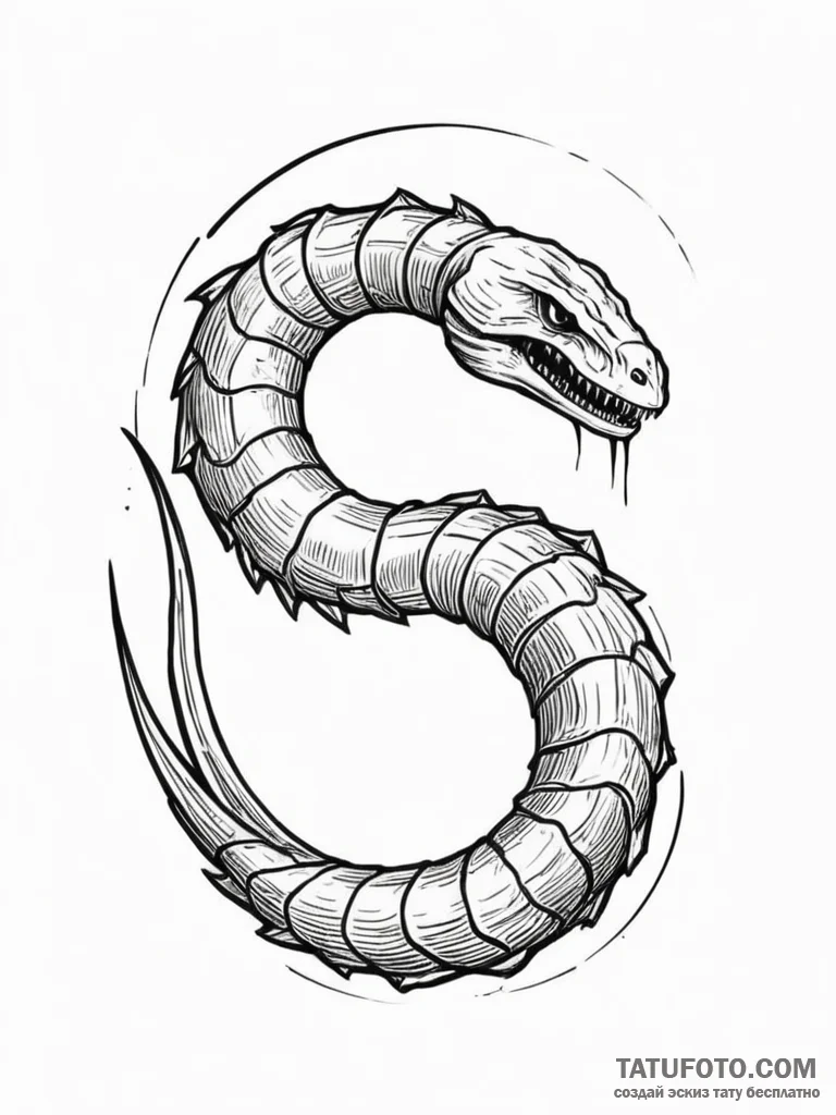 A sandworm from dune, concept art for tattoo,… — эскиз тату (№1751576814_0, 03.07.2025 21:06) — Tatufoto.com