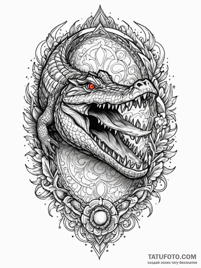 Crocodile, tattoo sketch design, highly detai... - эскиз тату (№1751577069_0, 03.07.2025 21:11) — Tatufoto.com