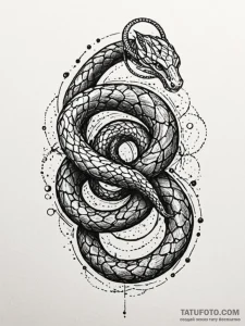 Forgotten serpent coiling through void, tatto... - эскиз тату (№1751577155_0, 03.07.2025 21:12) — Tatufoto.com