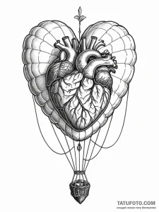 A hot air balloon made from a stitched-togeth... - эскиз тату (№1751577413_0, 03.07.2025 21:16) — Tatufoto.com