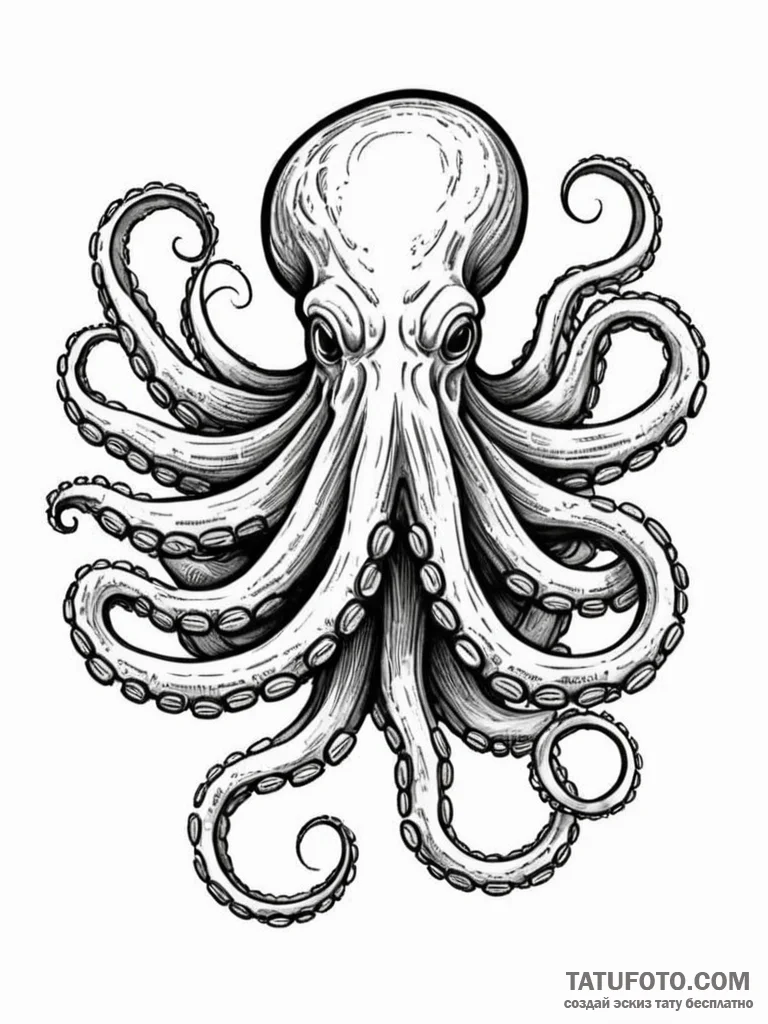 Octopus, ink illustration for tattoo, detaile… — эскиз тату (№1751577758_0, 03.07.2025 21:22) — Tatufoto.com