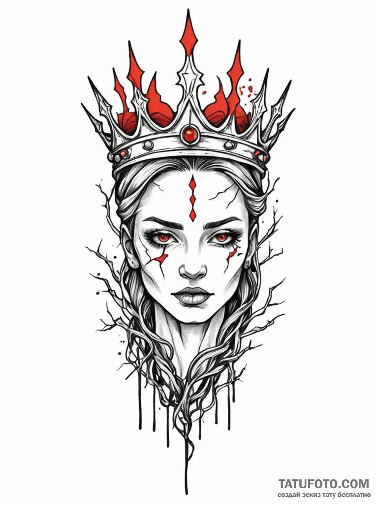 Fractured relic crowned with roots, tattoo li... - эскиз тату (№1751578273_0, 03.07.2025 21:31) — Tatufoto.com