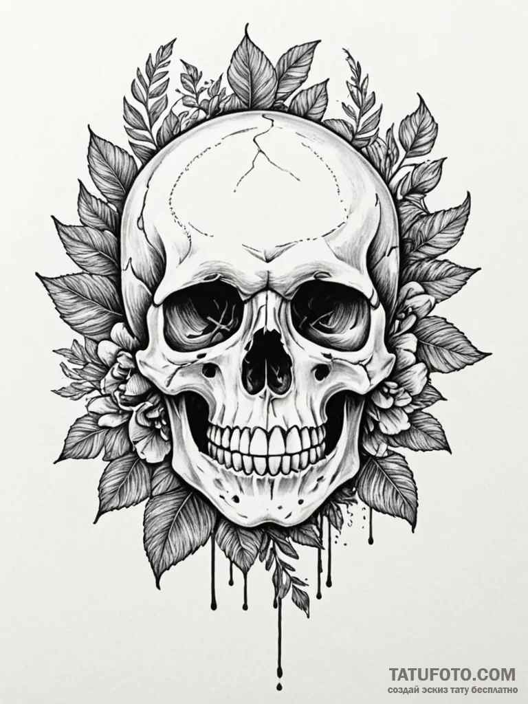 Memento mori (still life with a skull) — эскиз тату (№1751578702_0, 03.07.2025 21:38) — Tatufoto.com