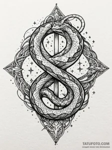 Lunar serpent weaving through stars, concept... - эскиз тату (№1751579131_0, 03.07.2025 21:45) — Tatufoto.com