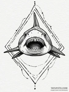 Shark's jaw, wide open, with rows of serrated... - эскиз тату (№1751579302_0, 03.07.2025 21:48) — Tatufoto.com