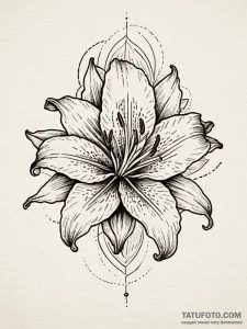 Tiger lily in full, vibrant bloom, artistic t... - эскиз тату (№1751579388_0, 03.07.2025 21:49) — Tatufoto.com