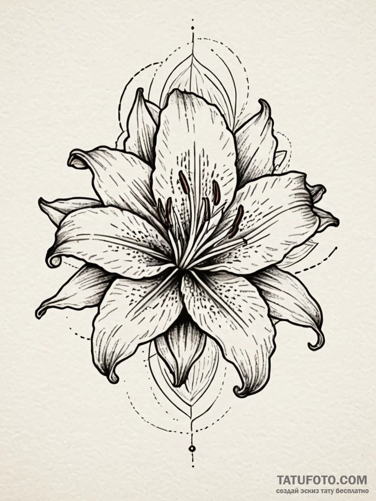 Tiger lily in full, vibrant bloom, artistic t... - эскиз тату (№1751579388_0, 03.07.2025 21:49) — Tatufoto.com