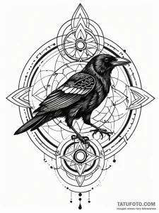 Atomic raven with electric eyes, tattoo flash... - эскиз тату (№1751579559_0, 03.07.2025 21:52) — Tatufoto.com