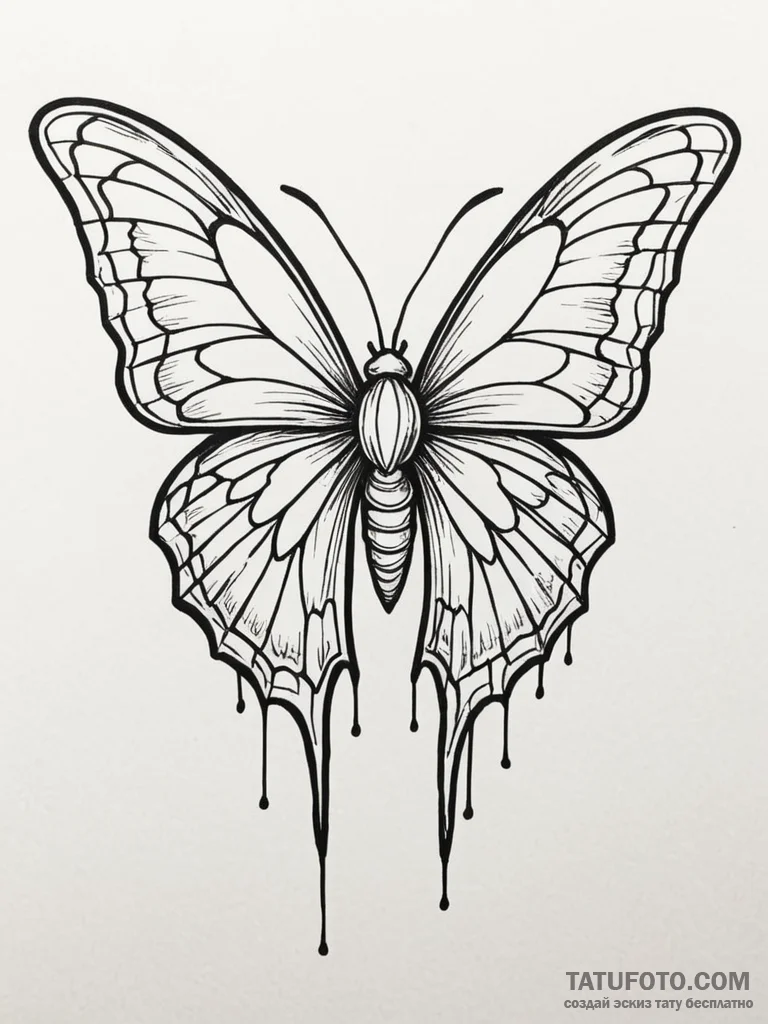 Apocalyptic moth with broken wings, tattoo dr... - эскиз тату (№1751579731_0, 03.07.2025 21:55) — Tatufoto.com