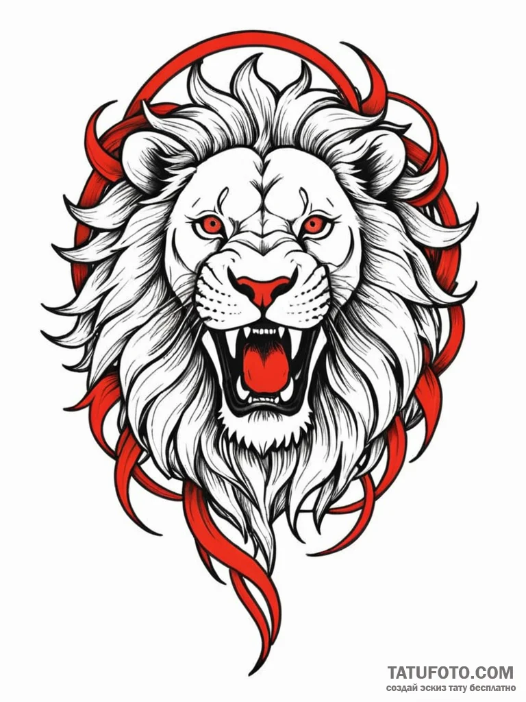 Angelic lion roaring at eclipse, tattoo drawi... - эскиз тату (№1751579816_0, 03.07.2025 21:56) — Tatufoto.com