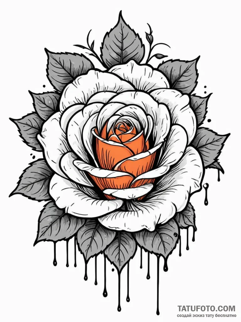 Engraved rose bleeding into void, artistic ta… — эскиз тату (№1751580417_0, 03.07.2025 22:06) — Tatufoto.com