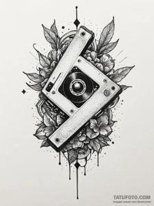 Vcr player ejecting a tape covered in blood,... - эскиз тату (№1751580675_0, 03.07.2025 22:11) — Tatufoto.com
