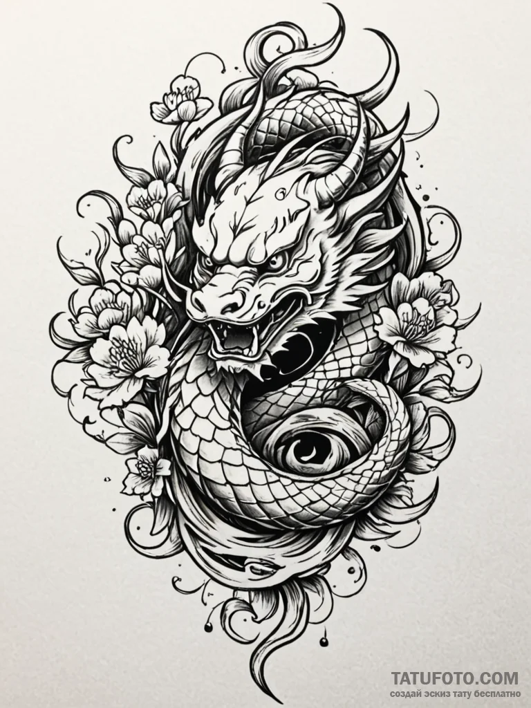 Haunted serpent crowned with roots, tattoo dr... - эскиз тату (№1751581103_0, 03.07.2025 22:18) — Tatufoto.com