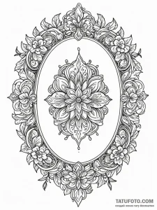 An ornate, empty picture frame, tattoo flash... - эскиз тату (№1751582217_0, 03.07.2025 22:36) — Tatufoto.com