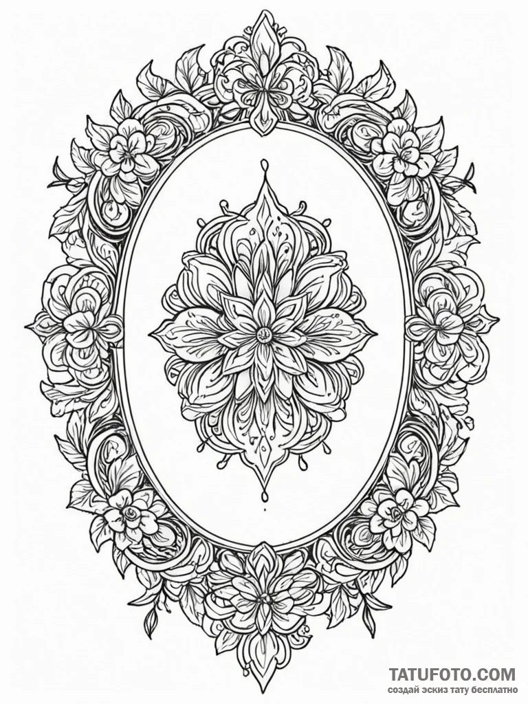 An ornate, empty picture frame, tattoo flash… — эскиз тату (№1751582217_0, 03.07.2025 22:36) — Tatufoto.com