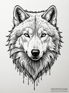 Arctic wolf with frost-encrusted fur, concept... - эскиз тату (№1751582302_0, 03.07.2025 22:38) — Tatufoto.com