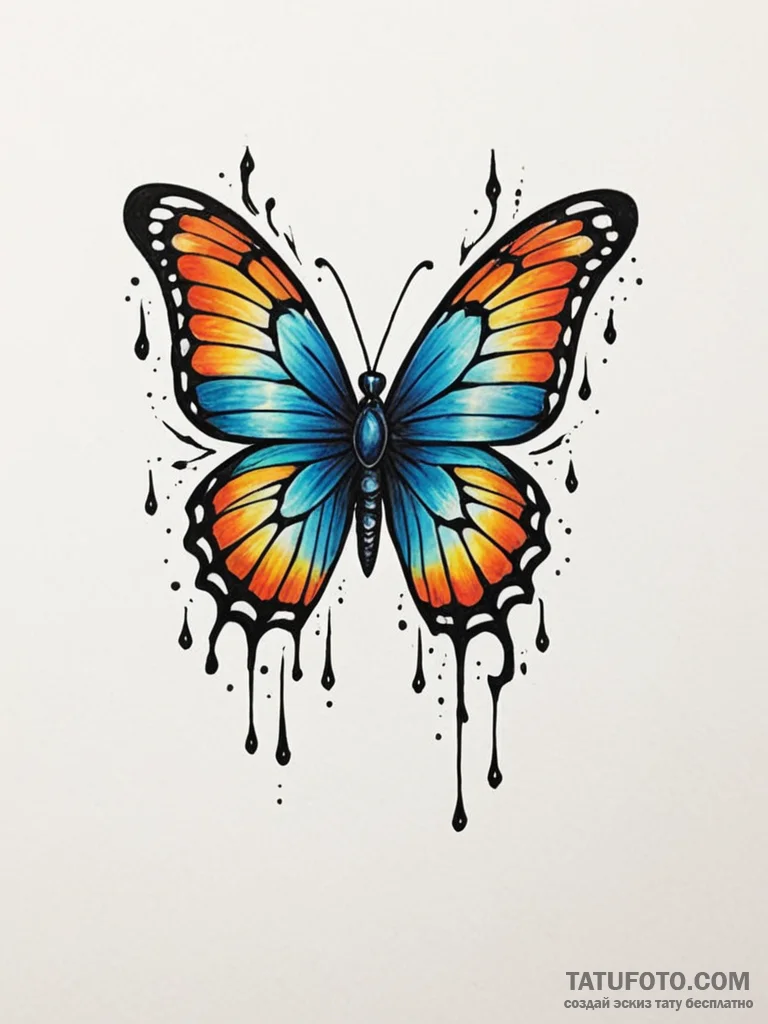 Ashen butterfly with charred wings, tattoo fl... - эскиз тату (№1751582815_0, 03.07.2025 22:46) — Tatufoto.com