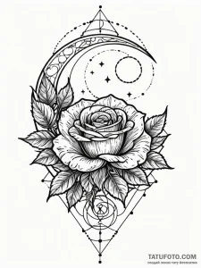 Rose blossom beneath spectral moon, tattoo sk... - эскиз тату (№1751582986_0, 03.07.2025 22:49) — Tatufoto.com
