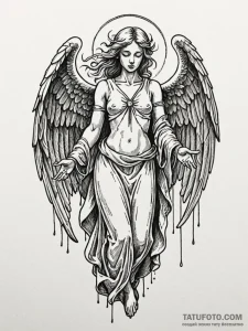 Angel of despair with torn robes, tattoo flas... - эскиз тату (№1751583414_0, 03.07.2025 22:56) — Tatufoto.com