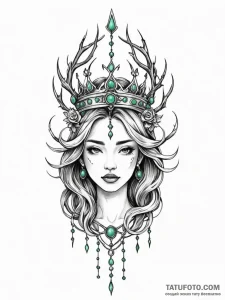 Jade relic crowned with thorns, tattoo line a... - эскиз тату (№1751583499_0, 03.07.2025 22:58) — Tatufoto.com