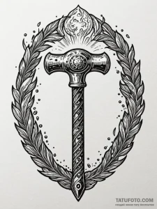 Blacksmith's hammer forging a sword from a me... - эскиз тату (№1751583585_0, 03.07.2025 22:59) — Tatufoto.com
