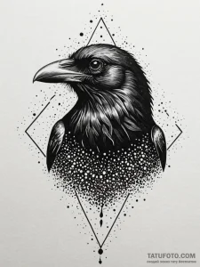 Engraved raven with molten eyes, concept art... - эскиз тату (№1751583671_0, 03.07.2025 23:01) — Tatufoto.com