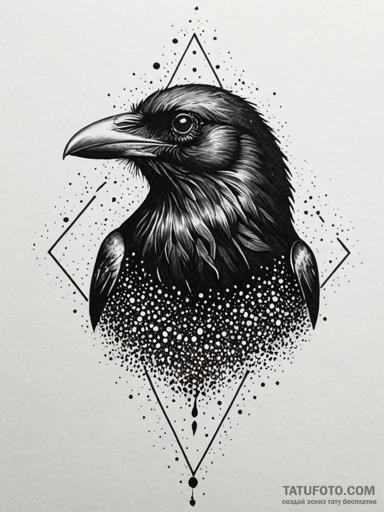 Engraved raven with molten eyes, concept art... - эскиз тату (№1751583671_0, 03.07.2025 23:01) — Tatufoto.com