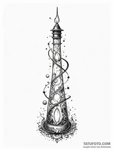 Lava lamp with swirling, cosmic goo, ink illu... - эскиз тату (№1751583757_0, 03.07.2025 23:02) — Tatufoto.com