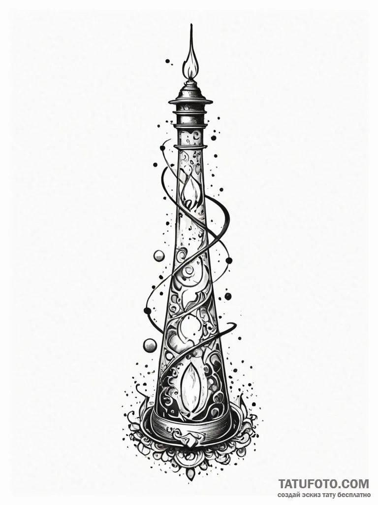 Lava lamp with swirling, cosmic goo, ink illu... - эскиз тату (№1751583757_0, 03.07.2025 23:02) — Tatufoto.com