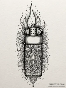 Zippo lighter, flame lit, ink illustration fo... - эскиз тату (№1751584102_0, 03.07.2025 23:08) — Tatufoto.com