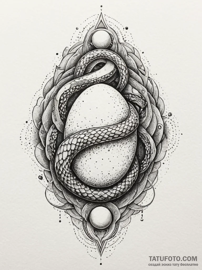 Serpent egg beneath spectral mist, concept ar... - эскиз тату (№1751584532_0, 03.07.2025 23:15) — Tatufoto.com