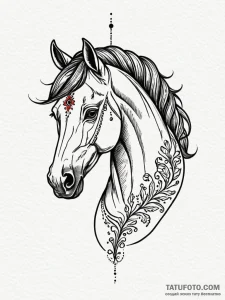 Horse, tattoo drawing outline, on a clean whi... - эскиз тату (№1751584790_0, 03.07.2025 23:19) — Tatufoto.com