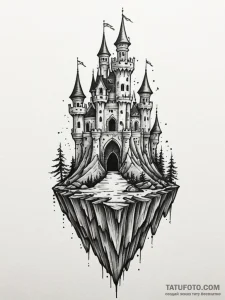 Floating castle chained to the ocean floor, t... - эскиз тату (№1751584962_0, 03.07.2025 23:22) — Tatufoto.com
