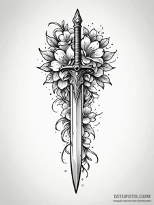 Graven dagger through spectral bloom, concept... - эскиз тату (№1751585735_0, 03.07.2025 23:35) — Tatufoto.com
