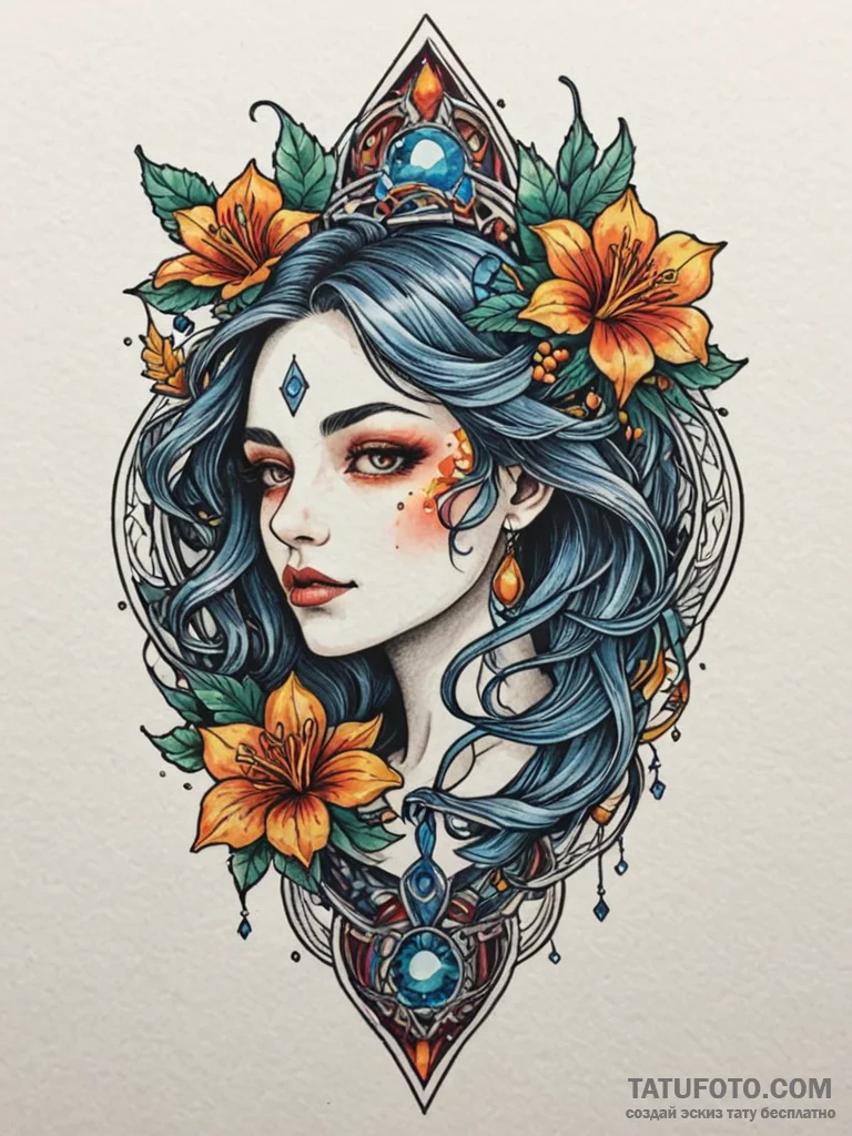 Xenon relic sealed in frost, tattoo flash she... - эскиз тату (№1751586078_0, 03.07.2025 23:41) — Tatufoto.com
