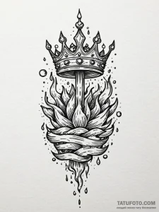 Tide crown beneath burning sky, tattoo sketch... - эскиз тату (№1751586164_0, 03.07.2025 23:42) — Tatufoto.com