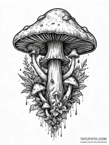 Mushroom spores devouring relic, tattoo sketc... - эскиз тату (№1751586421_0, 03.07.2025 23:47) — Tatufoto.com