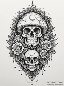 Power-up mushroom from mario, ink illustratio... - эскиз тату (№1751587190_0, 03.07.2025 23:59) — Tatufoto.com