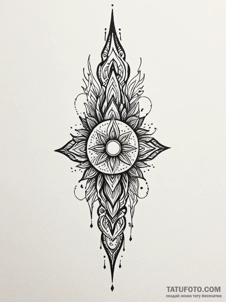 Nether blade beneath burning sky, tattoo draw... - эскиз тату (№1751588348_0, 04.07.2025 00:19) — Tatufoto.com