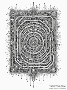 Labyrinth made of circuit boards and heatsink... - эскиз тату (№1751588434_0, 04.07.2025 00:20) — Tatufoto.com