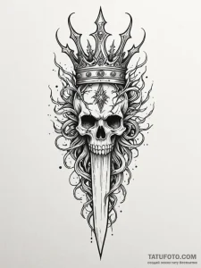 Ghost dagger crowned with roots, tattoo line... - эскиз тату (№1751588607_0, 04.07.2025 00:23) — Tatufoto.com