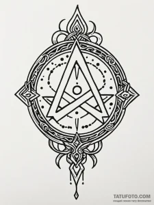 Necrotic sigil glowing faintly, ink illustrat... - эскиз тату (№1751588865_0, 04.07.2025 00:27) — Tatufoto.com
