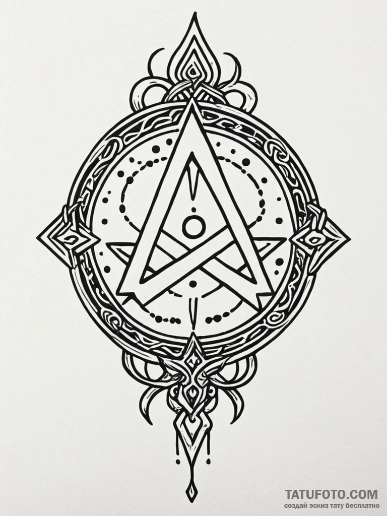 Necrotic sigil glowing faintly, ink illustrat... - эскиз тату (№1751588865_0, 04.07.2025 00:27) — Tatufoto.com