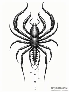 Mechanical scorpion, with a glowing stinger,... - эскиз тату (№1751589126_0, 04.07.2025 00:32) — Tatufoto.com
