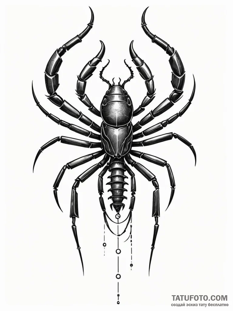 Mechanical scorpion, with a glowing stinger,... - эскиз тату (№1751589126_0, 04.07.2025 00:32) — Tatufoto.com
