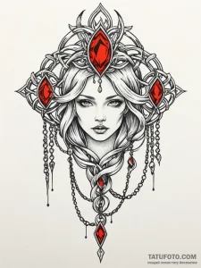 Ice chains binding burning relic, tattoo flas... - эскиз тату (№1751589212_0, 04.07.2025 00:33) — Tatufoto.com