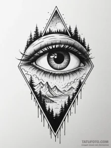 Kaiju eye peering through mist, tattoo flash... - эскиз тату (№1751589298_0, 04.07.2025 00:34) — Tatufoto.com