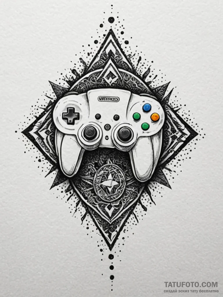 Nintendo 64 logo, 3d style, tattoo drawing ou… — эскиз тату (№1751589386_0, 04.07.2025 00:36) — Tatufoto.com