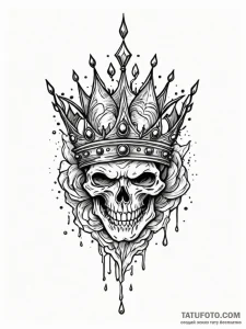 Glyph-etched crown bleeding gold, ink illustr... - эскиз тату (№1751589647_0, 04.07.2025 00:40) — Tatufoto.com