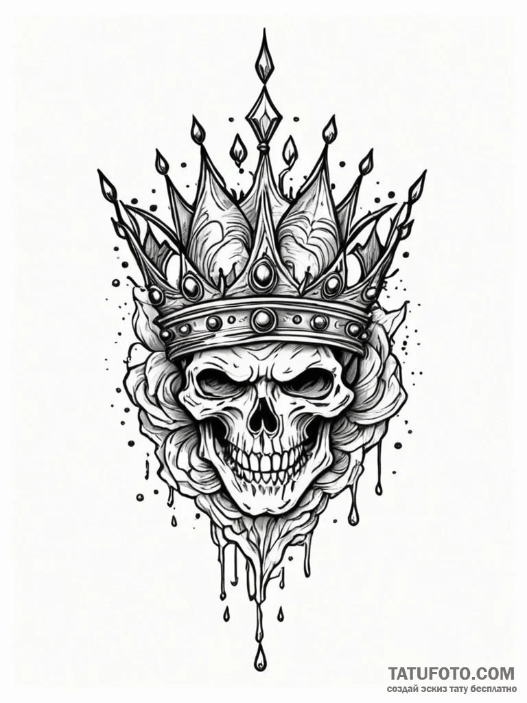 Glyph-etched crown bleeding gold, ink illustr... - эскиз тату (№1751589647_0, 04.07.2025 00:40) — Tatufoto.com